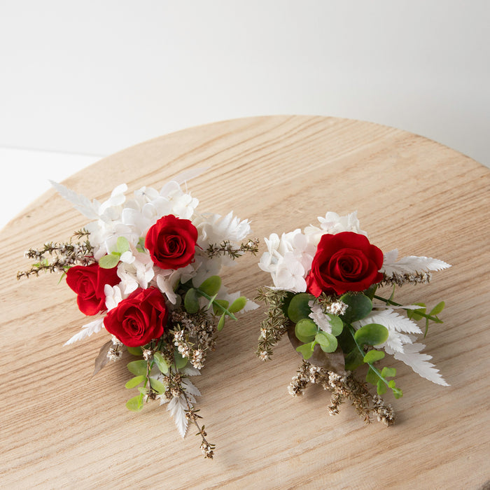 Red Rose Corsage + Buttonhole Set