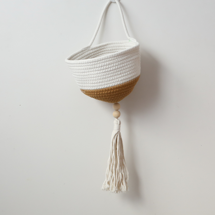 Hanging Planter in Rust + White Small