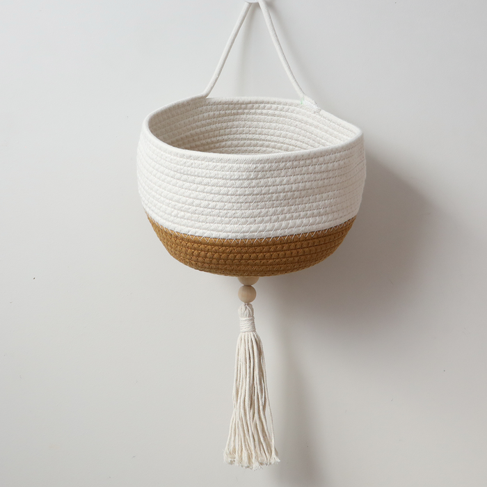 Hanging Planter in Rust + White Large