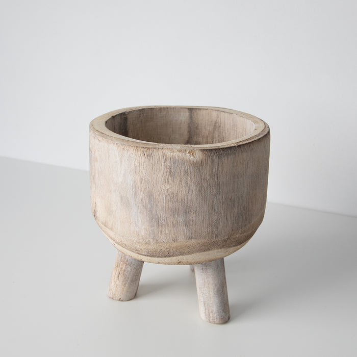 Lulu Timber Planter in White Wash
